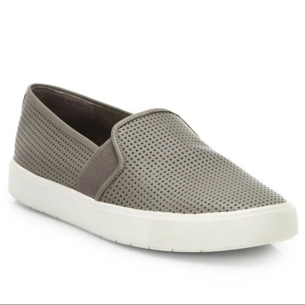 Vince Perforated Leather Blair Sneaker Loafer Size 8 Grey Taupe